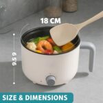 MOOKA Mini Multipurpose Electric Cooker Kettle With Steamer 1.5 Liter Inner Pot Non-Stick Hotpot Cooker For Cooking Hot Water Rice Idli Momos Tea 600W Portable Travel - Image 4
