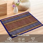 Floor Mats 18x18 Inches Natural Fiber/River Grass/Madurkathi Handcrafted Pooja Floor Mats/Sitting Mat/Meditation Prayer Mat/Chatai/Aasan (Blue, Set of 2) - Image 4
