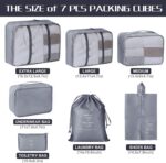 7 Set Packing Cubes Luggage Organizers With Travel Suitcases Accessories Bag, Toiletry Bag & Shoes Bag And Clothes Cosmetics Pouch (Grey) - Image 3