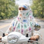 Cotton Sun Protection Scarf for Women & Girls Anti Tan UV Face Cover Bike Riding Driving Summer Breathable Head Wrap Hijab Style Lightweight Dust Shield Soft Stylish Floral Print White - Image 4