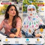 Cotton Sun Protection Scarf for Women & Girls Anti Tan UV Face Cover Bike Riding Driving Summer Breathable Head Wrap Hijab Style Lightweight Dust Shield Soft Stylish Floral Print White - Image 7
