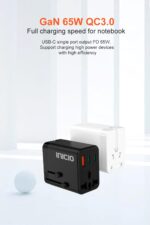 INICIO 65W Universal Travel Charger, 2*Type C 1*USB 1*AC Socket, Works Worldwide EU,UK,USA,AUS International Plug Adapter for MacBook Pro Air iPhone 16 15 14 iPad Galaxy S25 S24 Ultra Android etc - Image 3