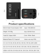INICIO 65W Universal Travel Charger, 2*Type C 1*USB 1*AC Socket, Works Worldwide EU,UK,USA,AUS International Plug Adapter for MacBook Pro Air iPhone 16 15 14 iPad Galaxy S25 S24 Ultra Android etc - Image 7