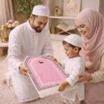 FAF Girl & Boy Velvet Prayer Mat | Children janamaz Prayer Rug for Kids (Upto 3 Years) | Soft Thick Namaz Mat, Portable Travel Janemaaz | Mussalla for Home, Mosque & Ramzan, Hajj and Umrah (Pink) - Image 5
