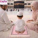 FAF Girl & Boy Velvet Prayer Mat | Children janamaz Prayer Rug for Kids (Upto 3 Years) | Soft Thick Namaz Mat, Portable Travel Janemaaz | Mussalla for Home, Mosque & Ramzan, Hajj and Umrah (Pink) - Image 6