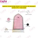 FAF Girl & Boy Velvet Prayer Mat | Children janamaz Prayer Rug for Kids (Upto 3 Years) | Soft Thick Namaz Mat, Portable Travel Janemaaz | Mussalla for Home, Mosque & Ramzan, Hajj and Umrah (Pink) - Image 8