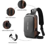 Waterproof Anti-theft Crossbody Bag With Password Zipper Lock & USB Charging Port, Men's Shoulder Chest Daypack Bag Travel Hiking Sling Backpack chest bag - Image 3