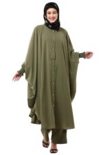 Modest Co-Ord Set for Women - Loose Fit Front Open Free Size Kaftan Top with Trouser - Image 8