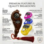 Digital Tally Counter & Wooden Mantra Jaap Machine Combo | 1 Handheld Clicker with Compass + 3 Finger Ring Counters (Transparent Straps) for Tasbih, Pooja, Meditation & General Counting - Image 5