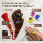 Digital Tally Counter & Wooden Mantra Jaap Machine Combo | 1 Handheld Clicker with Compass + 3 Finger Ring Counters (Transparent Straps) for Tasbih, Pooja, Meditation & General Counting - Image 6