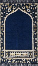 KETOSTICS® Muslim Islamic Prayer Mat,Anti Skid Janamaz musallah Mat, Pure chennille Look, Soft Foldable,Aasan,Meditation Mat,Multipurpose Velvet Rug Mats (Size: 70cm X 110cm) (Blue f) - Image 3