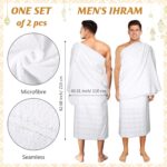 Namalu Islamic Men's Ihram Set Includes 1 Set of 2 Pcs Seamless Hajj Towel 110 x 210cm Ahram 1 Ihram Belt Waist Packs 1 Kufi hat 1 Tawaf Prayer Beads 1 Compass for Muslim Hajj Pilgrimage Eid Gifts - Image 3