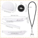 Namalu Islamic Men's Ihram Set Includes 1 Set of 2 Pcs Seamless Hajj Towel 110 x 210cm Ahram 1 Ihram Belt Waist Packs 1 Kufi hat 1 Tawaf Prayer Beads 1 Compass for Muslim Hajj Pilgrimage Eid Gifts - Image 4