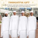 Namalu Islamic Men's Ihram Set Includes 1 Set of 2 Pcs Seamless Hajj Towel 110 x 210cm Ahram 1 Ihram Belt Waist Packs 1 Kufi hat 1 Tawaf Prayer Beads 1 Compass for Muslim Hajj Pilgrimage Eid Gifts - Image 7