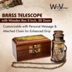 Personalized Brass Telescope with Wooden Box - 5 Inch, 5X Zoom | Free Customizable with Personal Message & Attached Chain for Enhanced Grip | Personalized Gift | Inspiration Quotes - Image 3