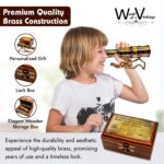 Personalized Brass Telescope with Wooden Box - 5 Inch, 5X Zoom | Free Customizable with Personal Message & Attached Chain for Enhanced Grip | Personalized Gift | Inspiration Quotes - Image 4