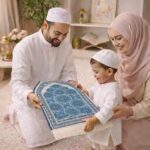 FAF Girl & Boy Velvet Prayer Mat | Children janamaz Prayer Rug for Kids (Upto 3 Years) | Soft Thick Namaz Mat, Portable Travel Janemaaz | Mussalla for Home, Mosque & Ramzan, Hajj and Umrah (Blue) - Image 5