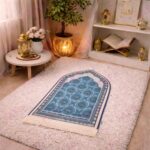 FAF Girl & Boy Velvet Prayer Mat | Children janamaz Prayer Rug for Kids (Upto 3 Years) | Soft Thick Namaz Mat, Portable Travel Janemaaz | Mussalla for Home, Mosque & Ramzan, Hajj and Umrah (Blue) - Image 8