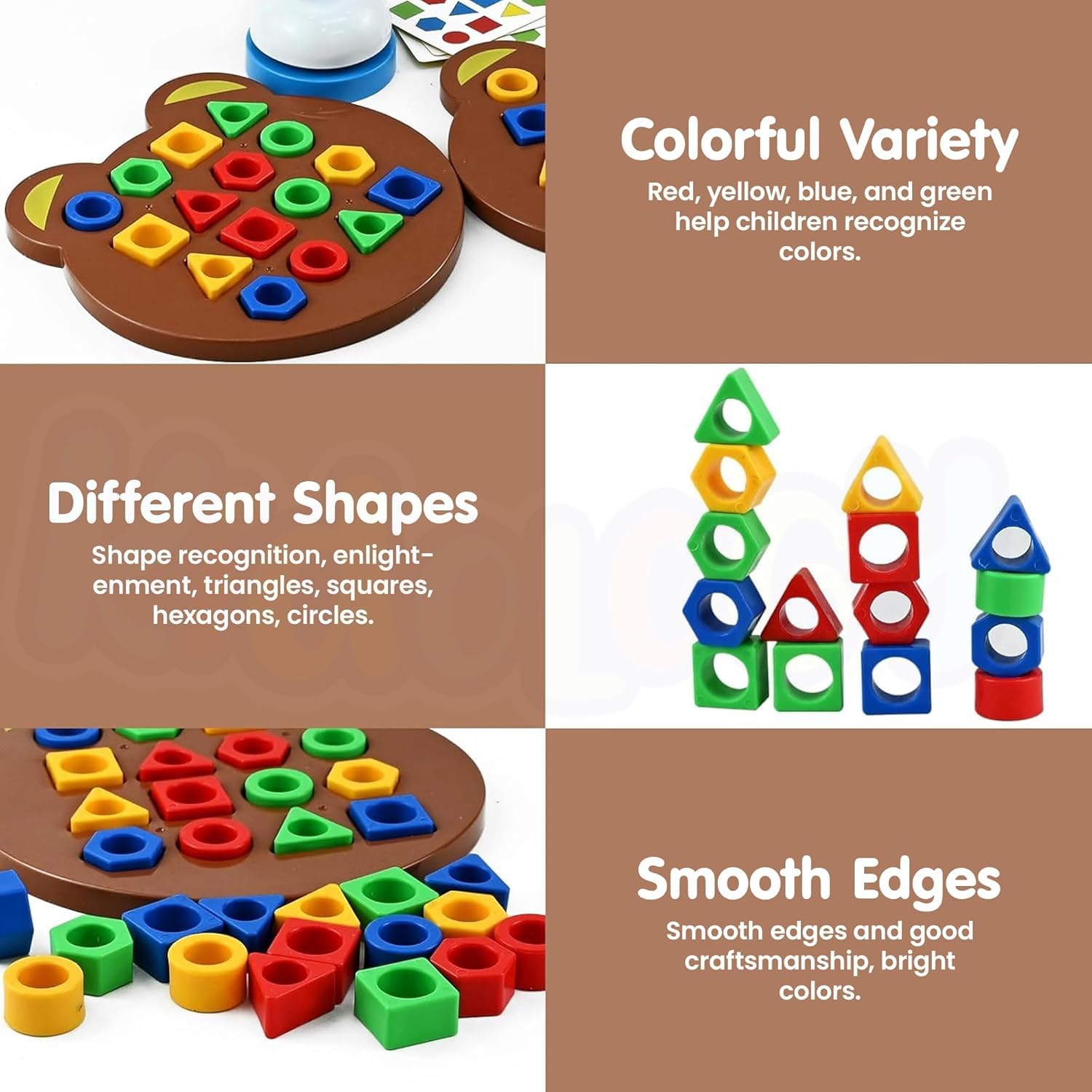 Kidology Geometric Shape and Color Matching Puzzle Board Game with Bell for Kids 3+ Years | Sensory Educational, Fun and Learning Toy for Children | Ideal for Gifting, Multicolor - Image 3