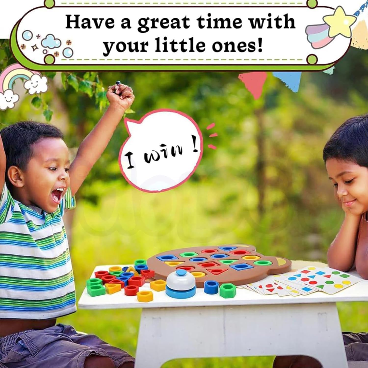 Kidology Geometric Shape and Color Matching Puzzle Board Game with Bell for Kids 3+ Years | Sensory Educational, Fun and Learning Toy for Children | Ideal for Gifting, Multicolor - Image 6