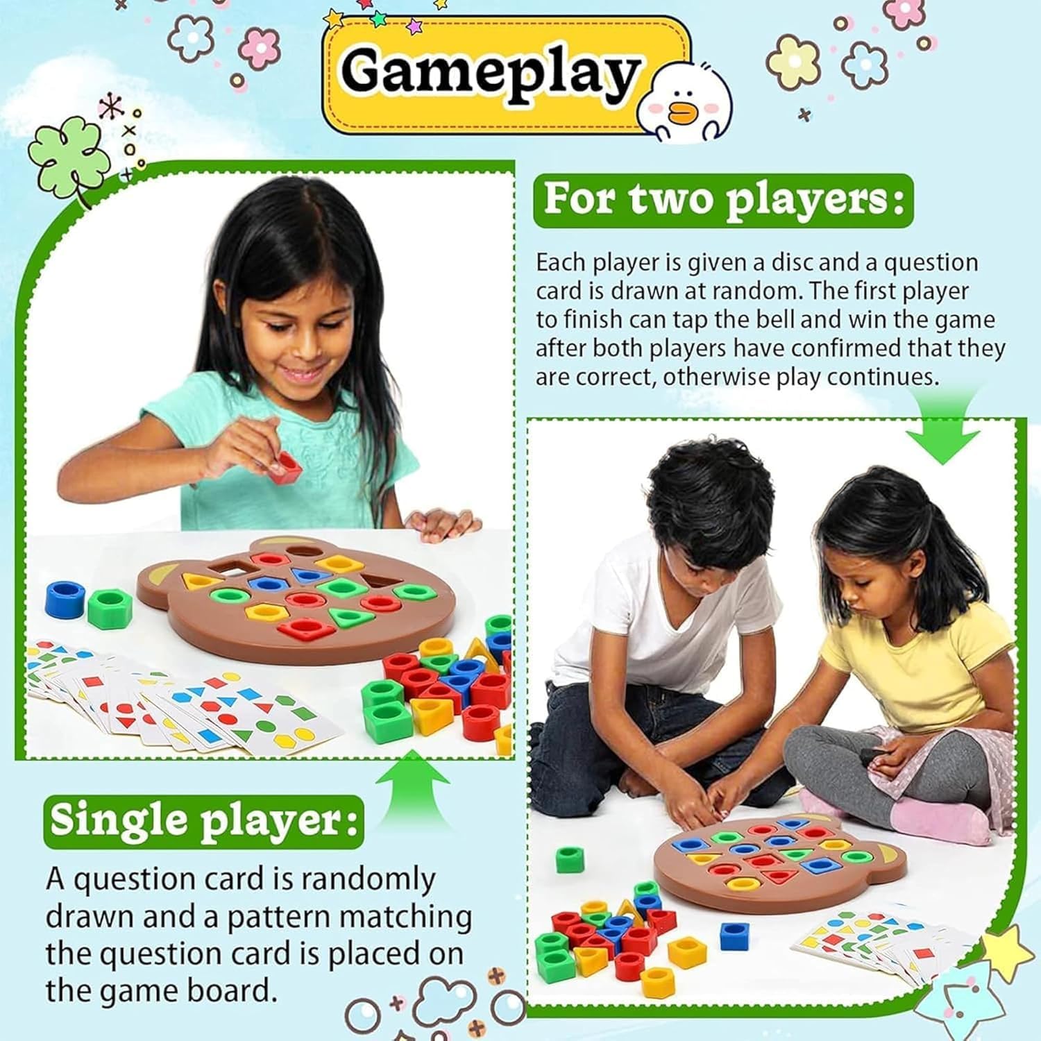 Kidology Geometric Shape and Color Matching Puzzle Board Game with Bell for Kids 3+ Years | Sensory Educational, Fun and Learning Toy for Children | Ideal for Gifting, Multicolor - Image 9