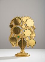 Islamic Decorative Tree with Allah Calligraphy | Gold Finish with Green Enamel and Jewel Accents | Standing Ornament with Pedestal Base | Plastic Table Decor for Home, Office & Gift Purpose - Image 4