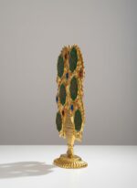 Islamic Decorative Tree with Allah Calligraphy | Gold Finish with Green Enamel and Jewel Accents | Standing Ornament with Pedestal Base | Plastic Table Decor for Home, Office & Gift Purpose - Image 5