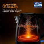 KENT Bliss Electric Kettle | 1500W Power & 1.5L Capacity | Cool Touch Exterior Body & SS 304 Inner Body | 5 Minutes Fast Boiling | Overheat & Dry Boiling Protection | LED Light Switch | Auto Shut-OFF - Image 4
