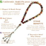 Healing Crystals 8mm Tasbeeh – 33 Beads Gemstone Tasbih with Metal Charm | Islamic Muslim Prayer Beads for Healing, Meditation, and Gifting - Image 4