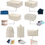 ABJI® Travel Organizer 7 in 1 Travel Laundry Cosmetics Luggage Packing Organizers Set Makeup Bags Organizer Packing Cubes with Shoe Bag for travel (Beige) - Image 4