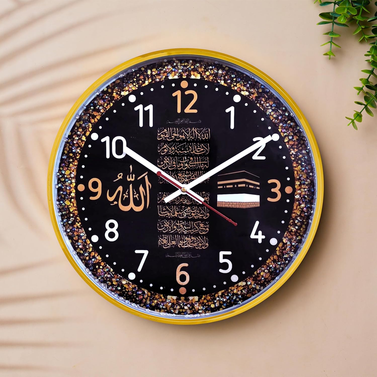Islamic Wall Clock for Living Room | Arabic Number Islamic Wall Watch Plastic Big Size for Home Decor | Muslim Calligraphy Decorative Items, Perfect for Gifts(Rasin Art)(M.) - Image 3