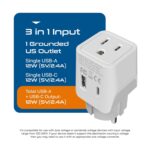 Ceptics Schuko, Germany, France, Spain Travel Adapter Plug with Dual USB - USA Input Type E/F - Ultra Compact Perfect for Cell Phones, Laptop, Camera Chargers, iWatch, iPad, iPhone and More (CTU-9) - Image 3