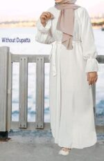 White Plain Abaya Burqa For Women Stylish Dubai abaya Islamic Naqab Fashion Without Dupatta - Image 3