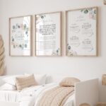 VIBBES Islamic Wall Art Set of 3, Bismillah Ayatal Kursi and 4 Qul Prints with Floral Design, Light Green and Pink (Medium - 14x10 Inch) - Image 3