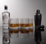 Car-O-Bar Black Bar Set with Glasses Gift Set | 7 Pieces Bartender Kit:Cocktail Shaker, Jigger,Ice Tong, Set of 4 Rotating Whiskey Glasses - Image 3