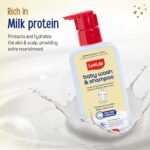 LuvLap Baby Wash & Shampoo -400ml, Milky Soft Head to Toe Wash With Oatmeal & Shea Butter, Paraben Free, Tear Free, Rich Moisturised Skin & Soft Hair, 2 in 1 Baby Body Wash, Dermatologically Tested - Image 4