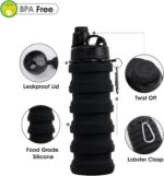 Kiditos Expandable Silicone Sipper Water Bottle For Kids For Sports, Trekking, Cycling, Gym, School Water Bottle With Snap Hook, Grey (Pack Of 1 Unit), 500 milliliter - Image 3