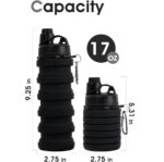 Kiditos Expandable Silicone Sipper Water Bottle For Kids For Sports, Trekking, Cycling, Gym, School Water Bottle With Snap Hook, Grey (Pack Of 1 Unit), 500 milliliter - Image 4