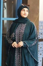 Pink Abaya Beads & Stoned Burqa For Women Modest Wear Islamic Naqab stylish Farasha - Image 3
