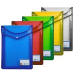 SPS File Folder, Vertical Poly-Plastic A4/Foolscap Transparent Documents File Storage Bag with Snap Button Set of 5/Certificate File Folder (Vertical, Multicolor, Pack of 5) - Image 3