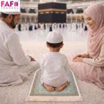 FAF Girl & Boy Velvet Prayer Mat | Children janamaz Prayer Rug for Kids (Upto 3 Years) | Soft Thick Namaz Mat, Portable Travel Janemaaz | Mussalla for Home, Mosque & Ramzan, Hajj and Umrah (Grey) - Image 5