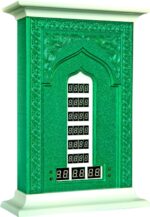 Wooden Laser Engraved Salah Prayer Time Clock with Automatic Azan, Table Top Clock - Image 5