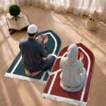 FAF Green & Red Couple Janamaz Set of 2 with Heart Design | Soft Velvet Prayer Mats | Islamic Prayer Rugs for Nikah, Ramadan, Hajj & Umrah | Muslim Prayer Mat Set - Image 4