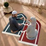 FAF Green & Red Couple Janamaz Set of 2 with Heart Design | Soft Velvet Prayer Mats | Islamic Prayer Rugs for Nikah, Ramadan, Hajj & Umrah | Muslim Prayer Mat Set - Image 5