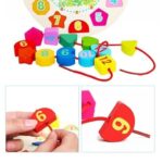 Montessori Wooden Learning Clock with Bead Lace, Educational Digital Analog Numbers, Shape & Color Learning Montessori Toy for Kids (Pack of 1, Multicolor) - Image 5