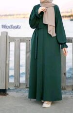 Teal Plain Abaya Burqa For Women Without Dupatta Islamic Naqab Stylish Dubai Abaya Fashion - Image 3