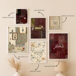 VIBBES Islamic Wall Art Set of 6, Persian Carpet Motif and Botanical Wall Art, Spiritual Home Decor (Beige) - Image 4