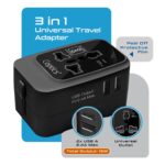 Ceptics Universal Charger Adapter, Travel Adapter International All in One, 2X 2.A USB-A with 15W Total Output, Use in 150 Countries, Type A, C, G, I Output with Universal Input - Black - Image 3