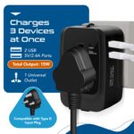 Ceptics Universal Charger Adapter, Travel Adapter International All in One, 2X 2.A USB-A with 15W Total Output, Use in 150 Countries, Type A, C, G, I Output with Universal Input - Black - Image 6