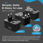Ceptics Universal Charger Adapter, Travel Adapter International All in One, 2X 2.A USB-A with 15W Total Output, Use in 150 Countries, Type A, C, G, I Output with Universal Input - Black - Image 7